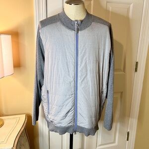 EUC Peter Millar Crown Comfort Full Zip Cardigan Puffer Sweater Jacket Gray 2XL